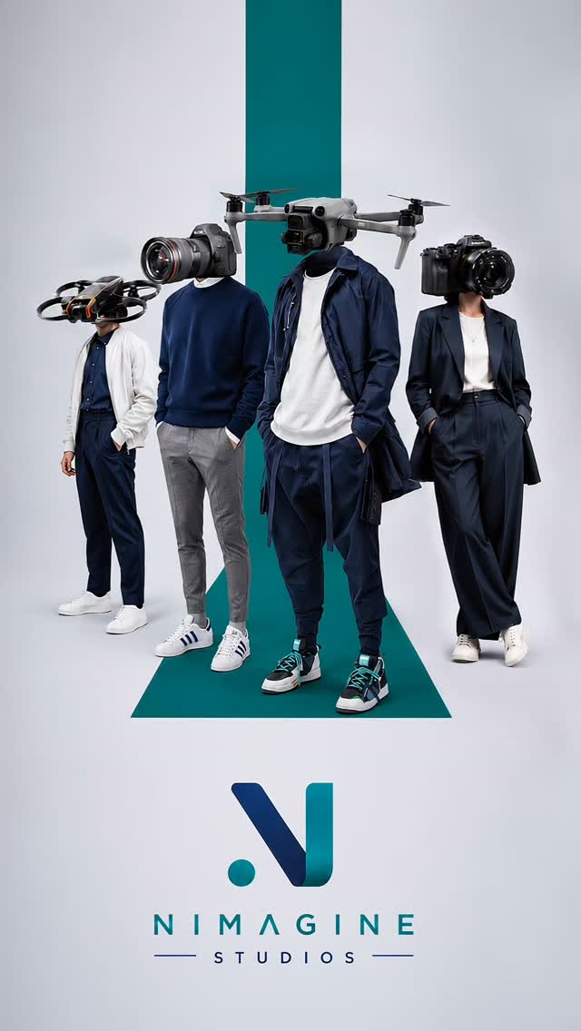 Nimagine’s creative production reel cover featuring camera equipment